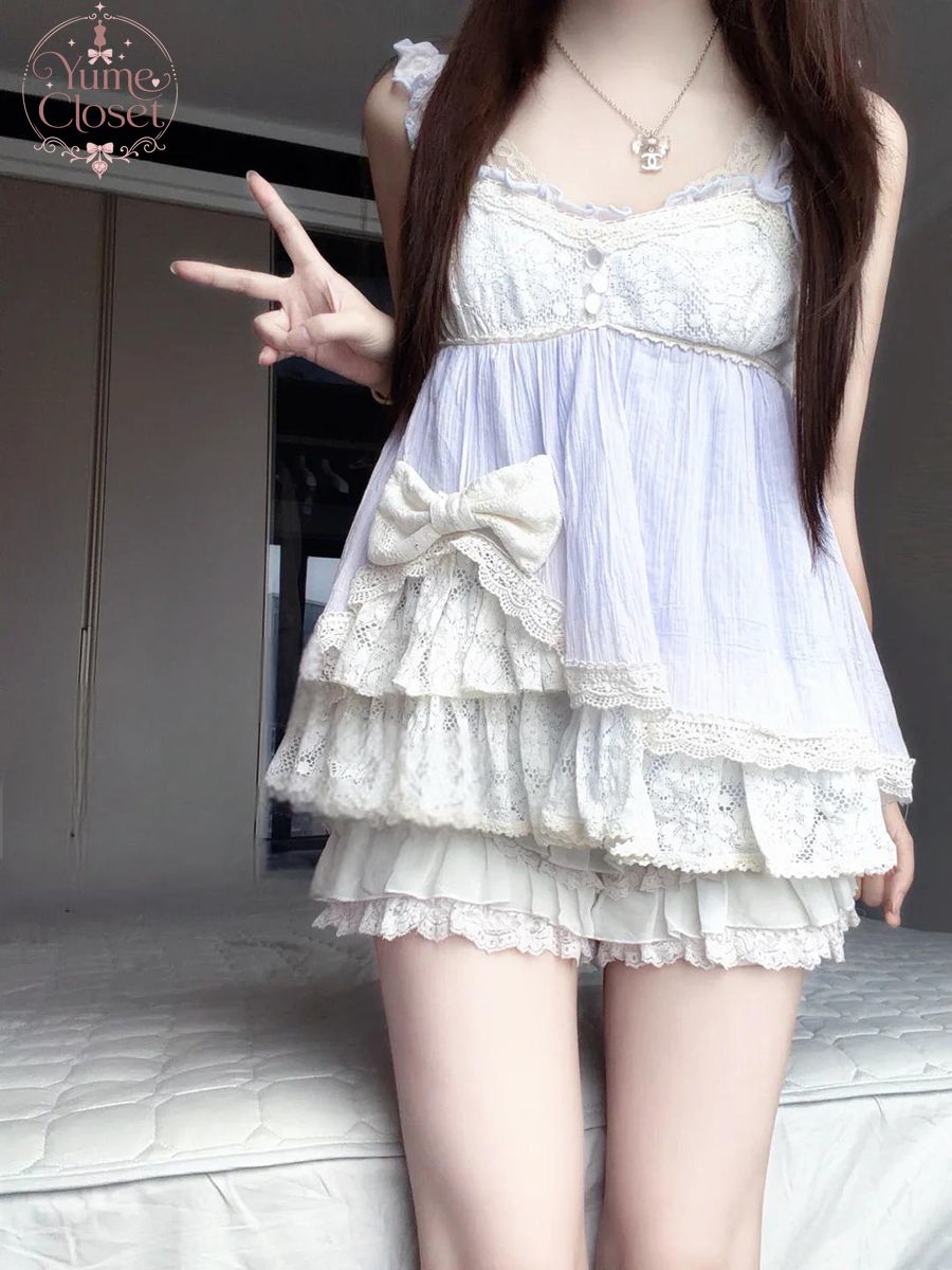 Elastic Lace Trim - コケット・リョウサンガタ ドールコア 日本製 ヴィンテージ 2ピースセット レディース