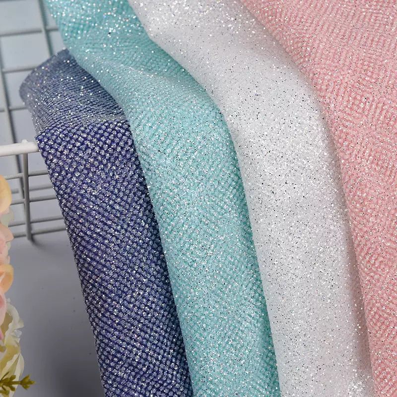 Crystal Mesh Fabric - グリッターシークインメッシュ生地 DIY縫製手作りウェディングドレス装飾衣類ファッションデザイナー生地素材布