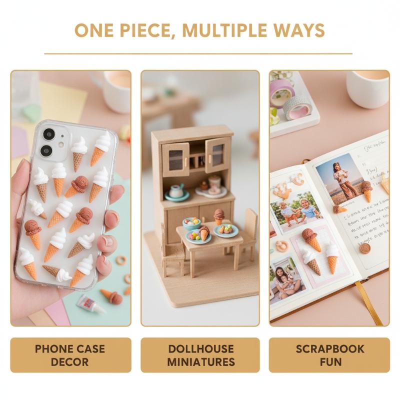 Embellishments For Scrapbooking - かわいいミニ樹脂製アイスクリーム飾り10個入り漫画DIYアクセサリー手作りスクラップブッククラフトプロジェクト用