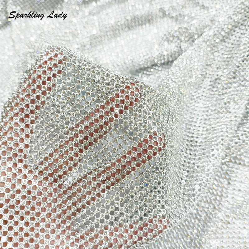 3MMファッションメタルラインストーン生地、キラキラ輝くアル - Crystal Mesh Fabric のレビューと価格