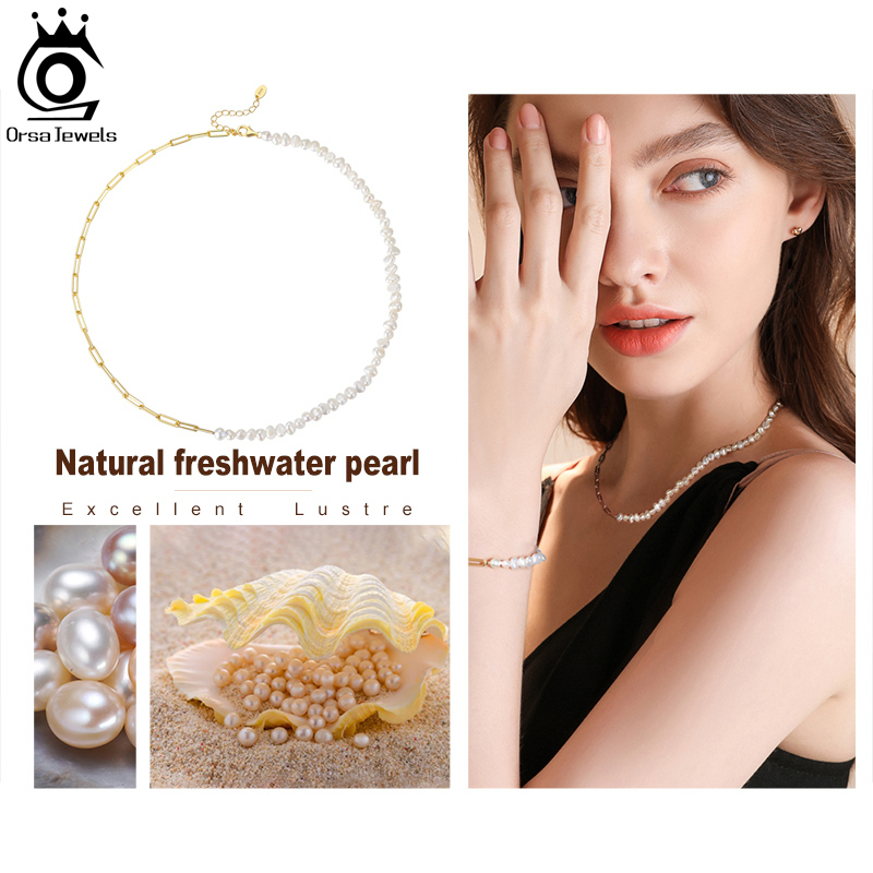 ORSA JEWELS ハーフパールチェーンクリップネックレ - Pearl Trim Chain のレビューと価格