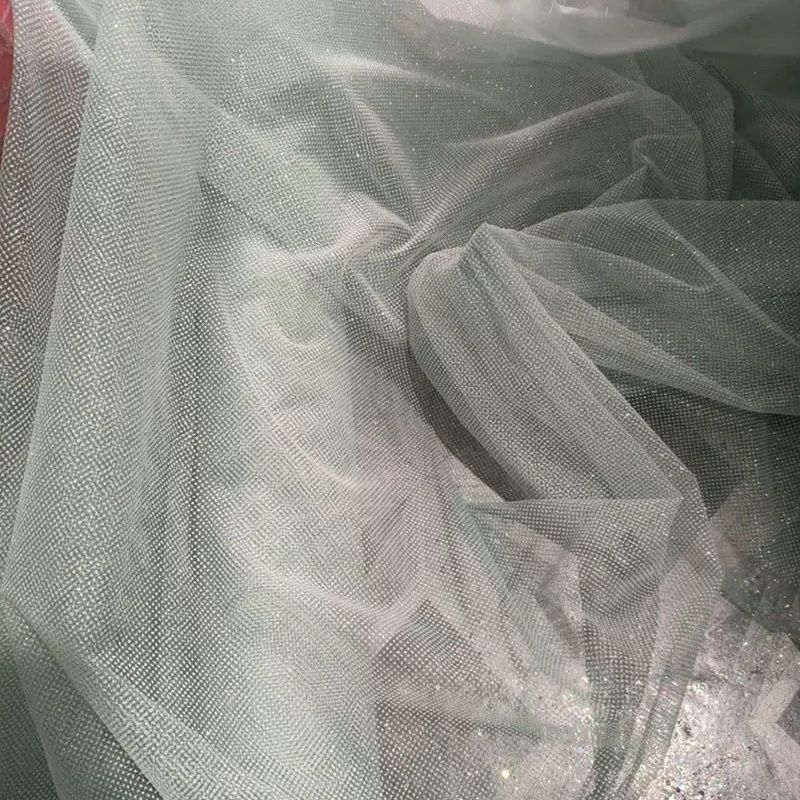 グリッターシークインメッシュ生地 DIY縫製手作りウェディン - Crystal Mesh Fabric のレビューと価格