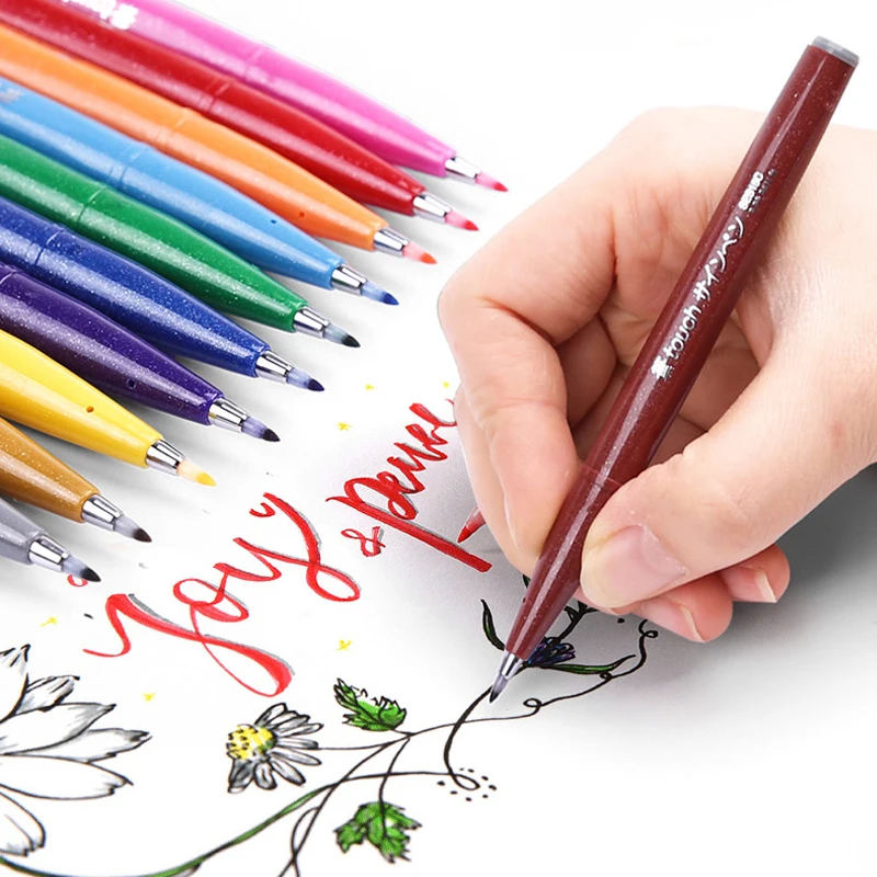 12色 日本製 ペンテル タッチブラシペンセット。カラーペン - Pentel Pen Sign Pen のレビューと価格
