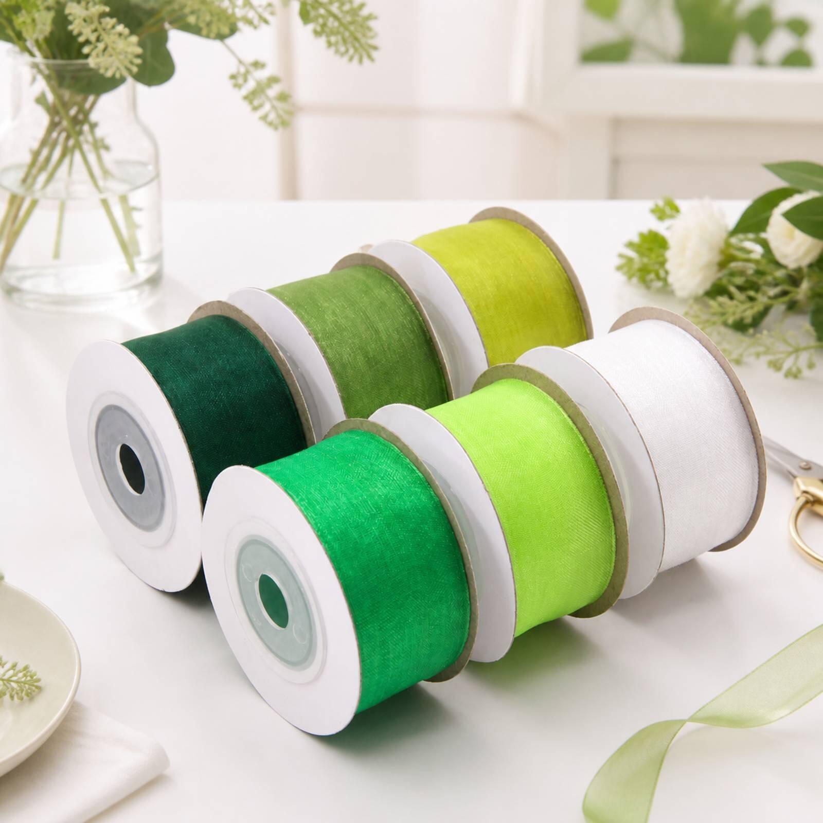 透明な装飾用リボン。花の装飾やホリデーシーズンのオーナメント - Organza Ribbon Spool のレビューと価格