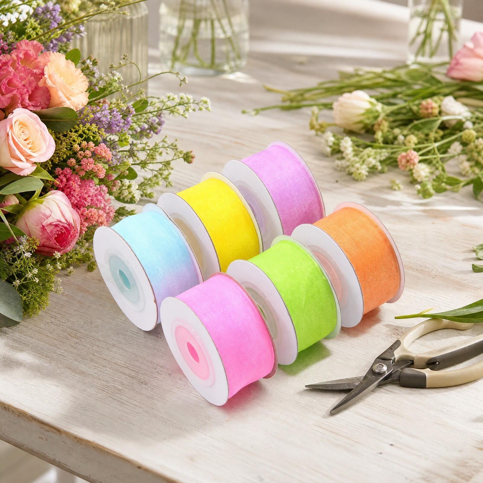 透明な装飾用リボン。花の装飾やホリデーシーズンのオーナメント - Organza Ribbon Spool のレビューと価格